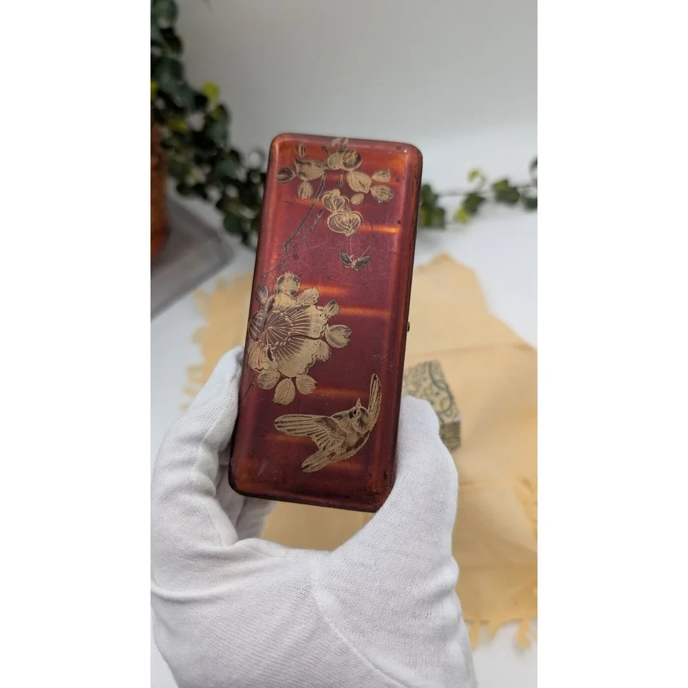 Vintage Decorative Trinket Boxes Qty 2, Floral Lacquer & Asian Box with Closures